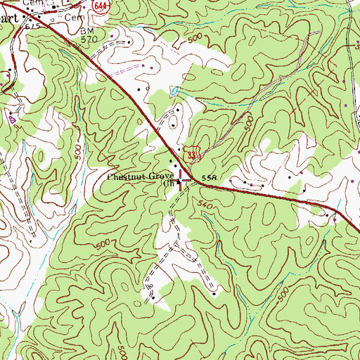 Topographic Map of Chestnut Grove Church, VA