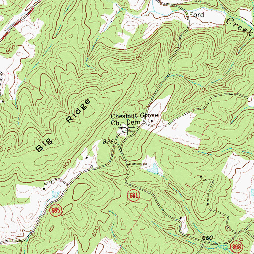 Topographic Map of Chestnut Grove Church, VA