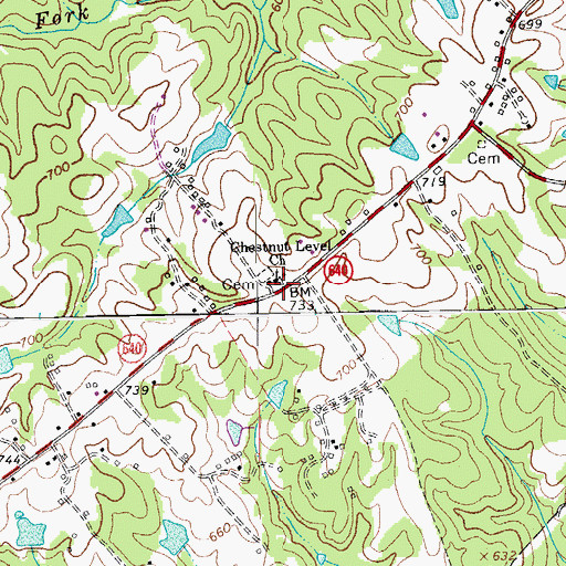 Topographic Map of Chestnut Level Church, VA
