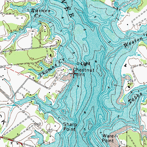 Topographic Map of Chestnut Point, VA