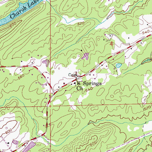Topographic Map of K Springs Cemetery, AL