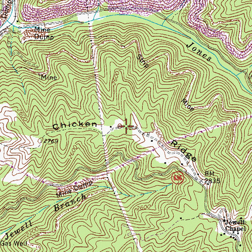 Topographic Map of Chicken Ridge, VA