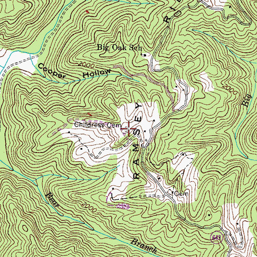 Topographic Map of Childress Cemetery, VA