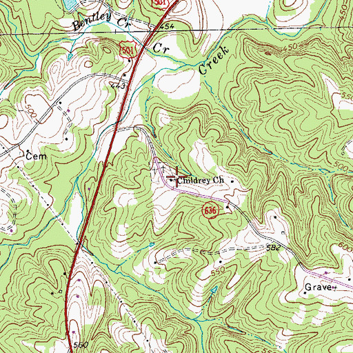 Topographic Map of Childrey Church, VA