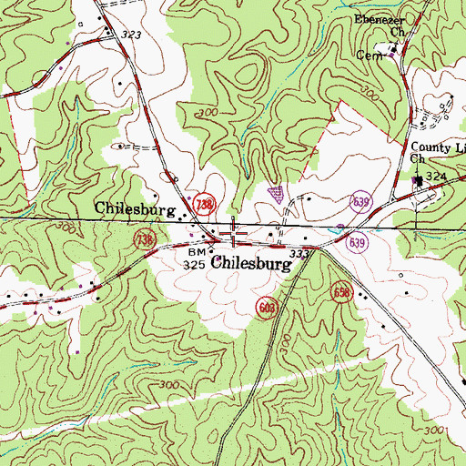 Topographic Map of Chilesburg, VA