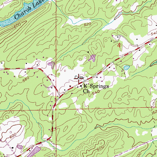 Topographic Map of K Springs Church, AL