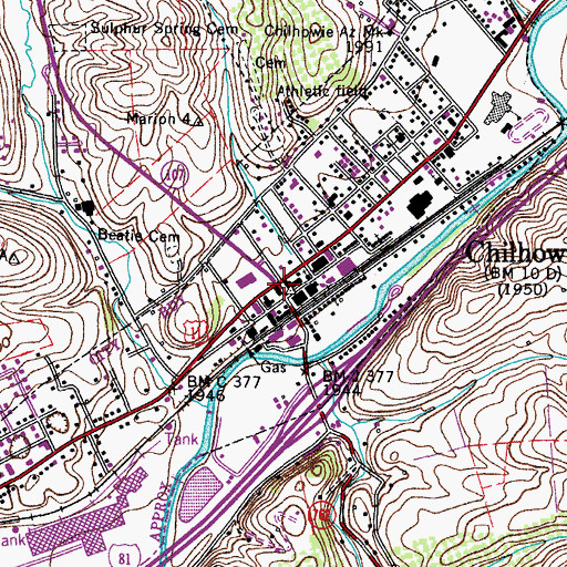 Topographic Map of Chilhowie, VA