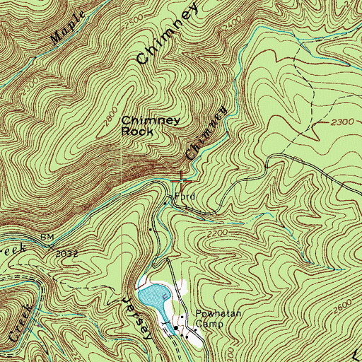 Topographic Map of Chimney Branch, VA