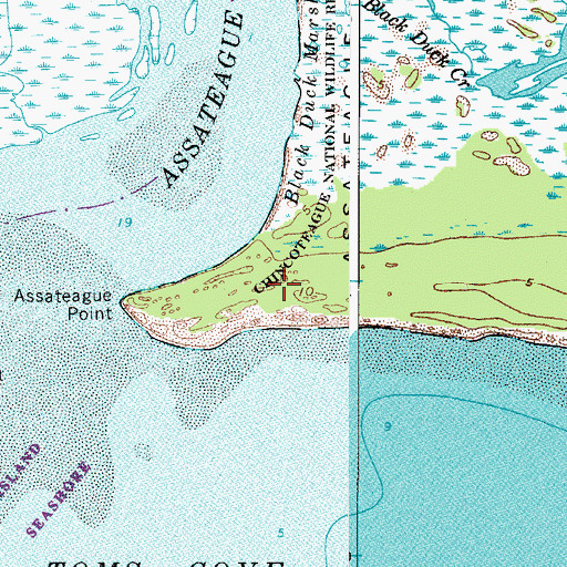 Topographic Map of Chincoteague National Wildlife Refuge, VA