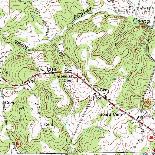 Topographic Map of Chitwood Cemetery, VA