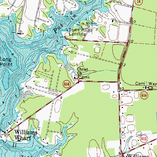 Topographic Map of Christ Church, VA