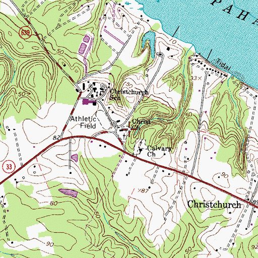 Topographic Map of Christ Church, VA