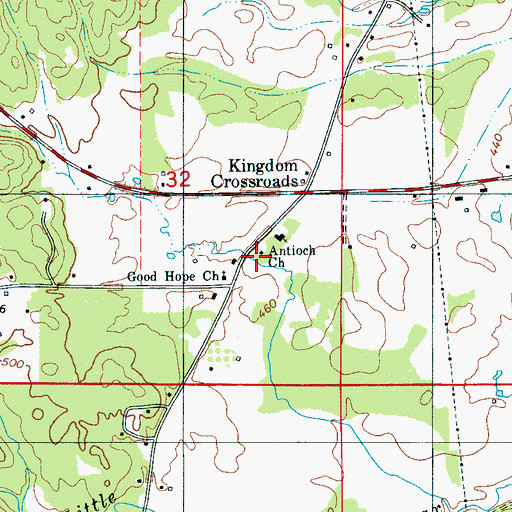 Topographic Map of Kingdom School, AL
