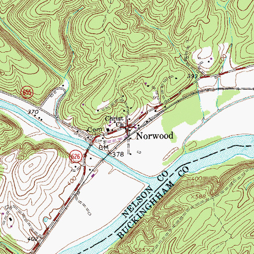 Topographic Map of Christ Church, VA