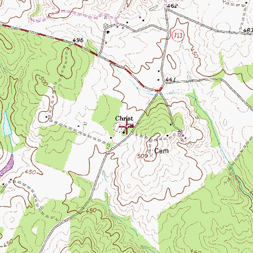 Topographic Map of Christ Church, VA