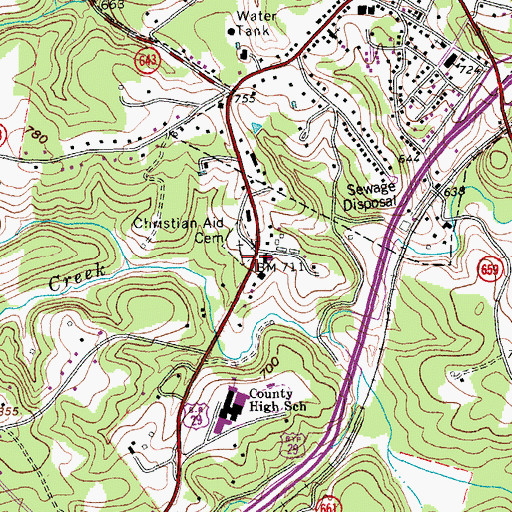 Topographic Map of Christian Aid Cemetery, VA