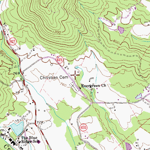 Topographic Map of Christian Cemetery, VA
