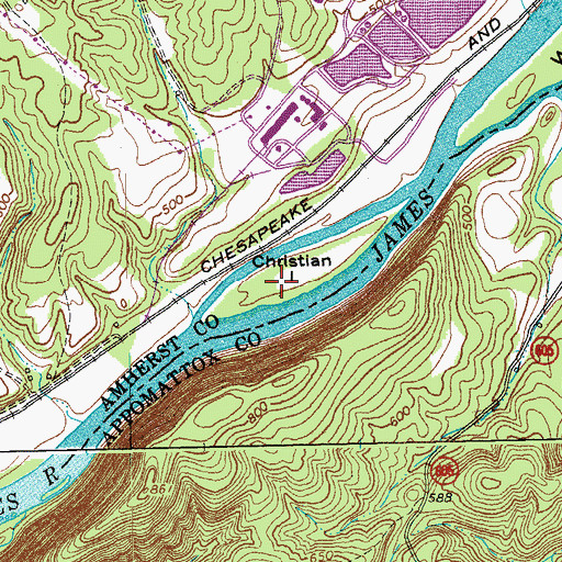 Topographic Map of Christian Island, VA