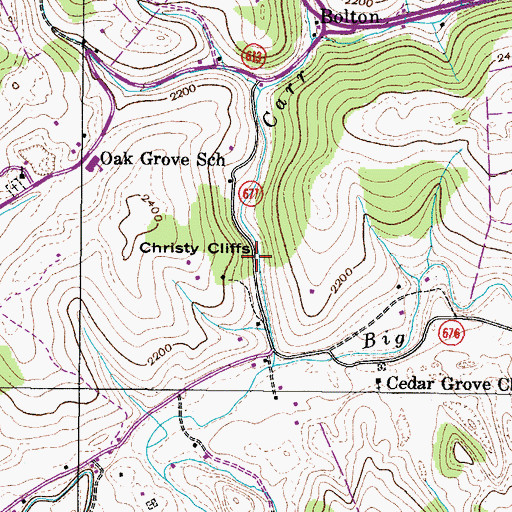 Topographic Map of Christy Cliffs, VA
