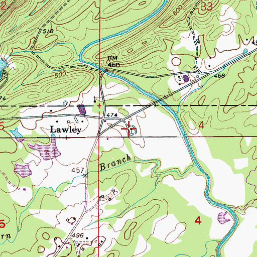 Topographic Map of Lawleys Chapel Cemetery, AL