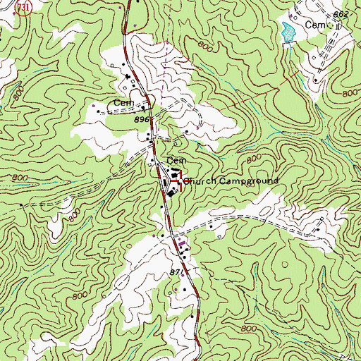 Topographic Map of Church Campground, VA