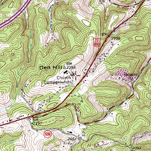 Topographic Map of Church Campgrounds, VA