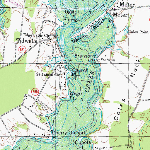 Topographic Map of Church Point, VA