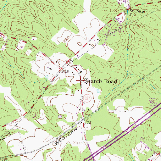 Topographic Map of Church Road, VA