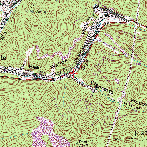 Topographic Map of Cigarette Hollow, VA