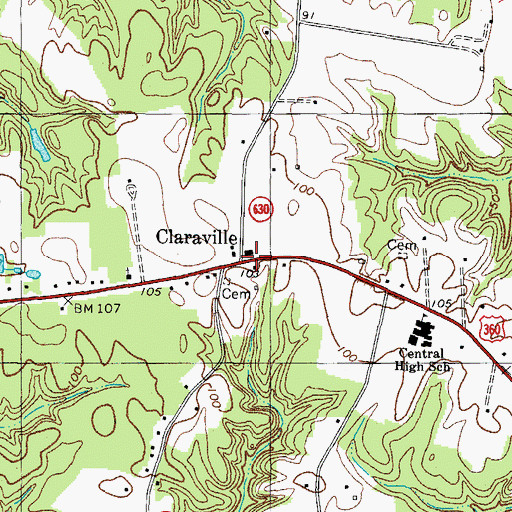 Topographic Map of Claraville, VA