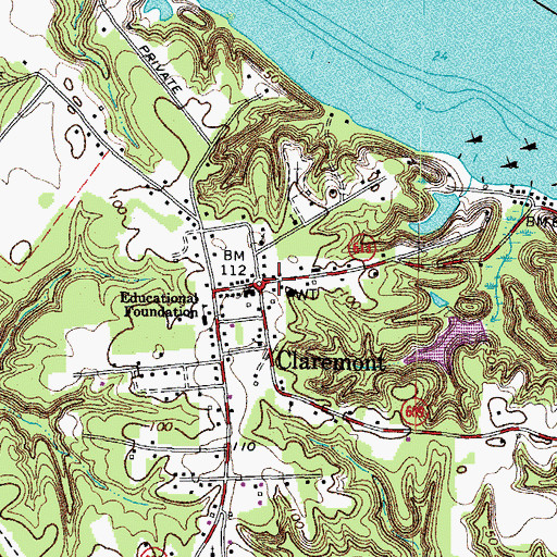 Topographic Map of Claremont, VA