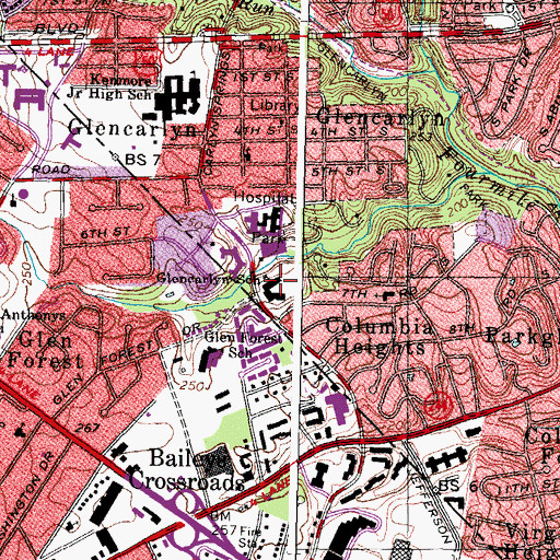 Topographic Map of Campbell Elementary School, VA