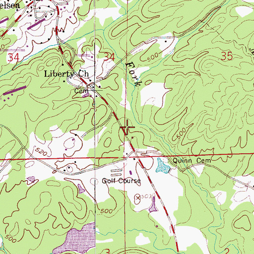 Topographic Map of Liberty Church, AL
