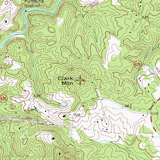 Topographic Map of Clark Mountain, VA