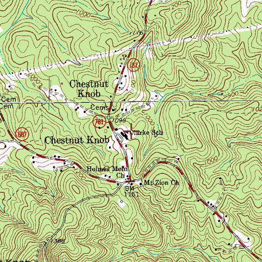 Topographic Map of Clarke School, VA