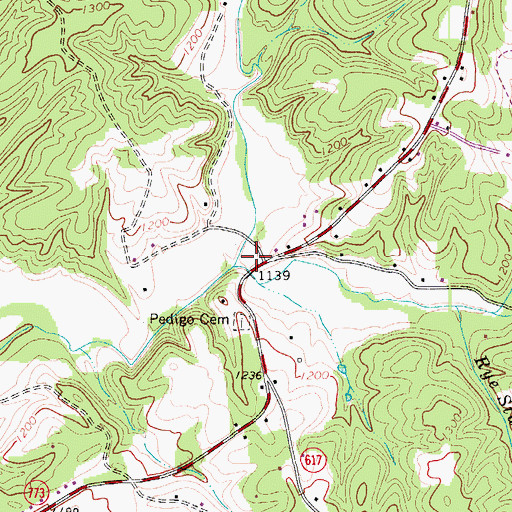 Topographic Map of Clarks Creek, VA