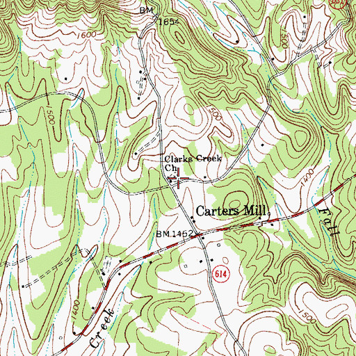 Topographic Map of Clarks Creek Church, VA