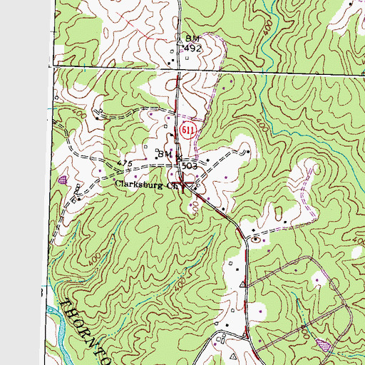 Topographic Map of Clarksburg Church, VA