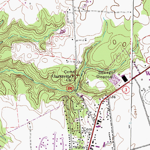 Topographic Map of Clarksville Church, VA