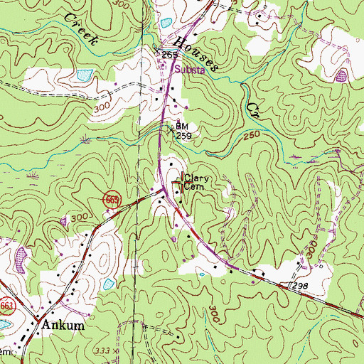 Topographic Map of Clary Cemetery, VA