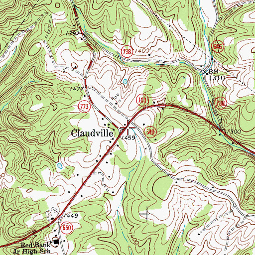 Topographic Map of Claudville, VA