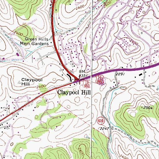 Topographic Map of Claypool Hill, VA