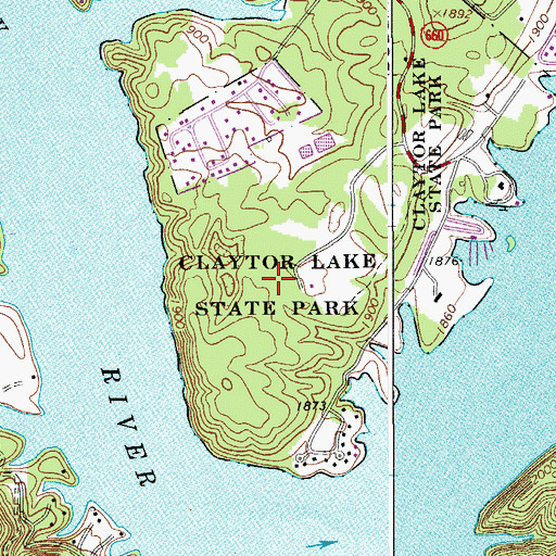 Topographic Map of Claytor Lake State Park, VA