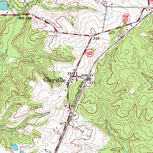 Topographic Map of Clayville, VA
