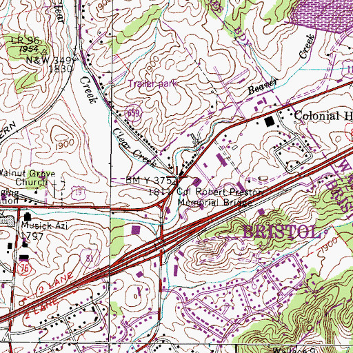 Topographic Map of Clear Creek, VA