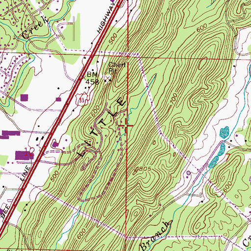 Topographic Map of Little Oak Ridge Estates, AL