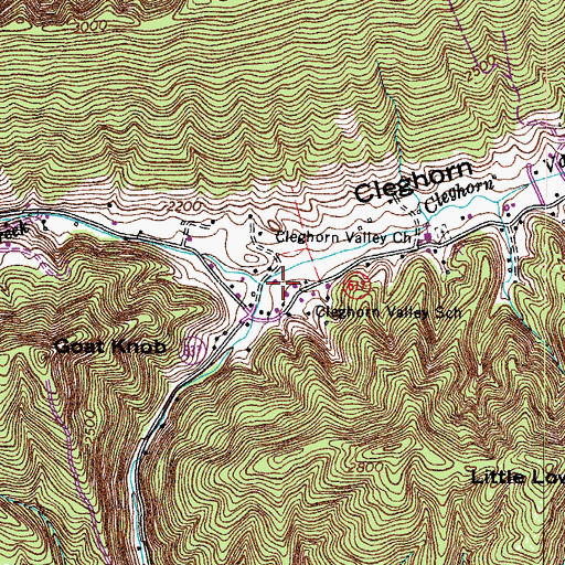 Topographic Map of Cleghorn Valley Creek, VA