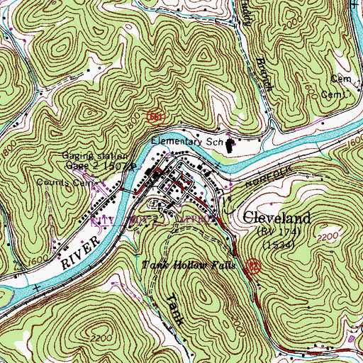 Topographic Map of Cleveland, VA