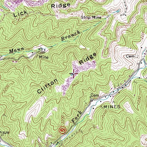 Topographic Map of Clifton Ridge, VA