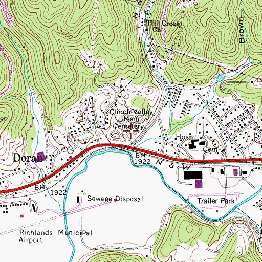 Topographic Map of Clinch Valley Memorial Cemetery, VA